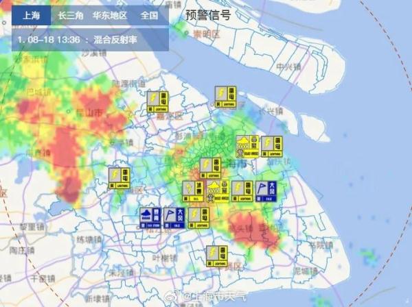 刚刚，浦东升级暴雨预警！上海市民，注意防范：本市雷电黄色预警高挂，闵行可能有冰雹