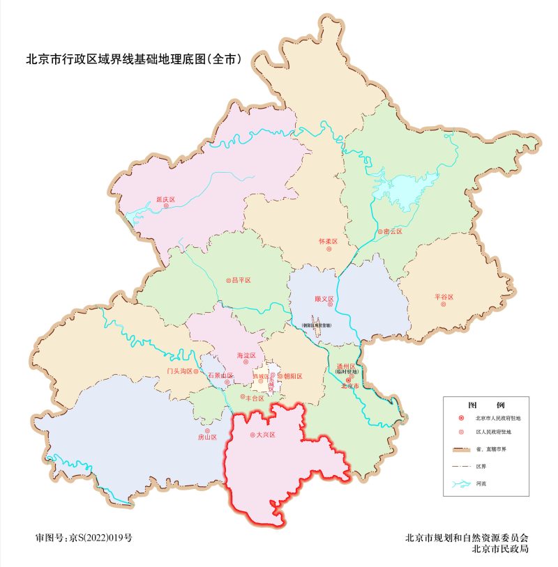 北京市大兴区区域位置关系图，大兴区位于北京市哪个方位位置地图