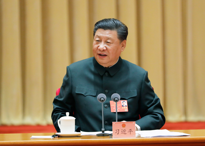  5月26日下午，中共中央总书记、国家主席、中央军委主席习近平出席十三届全国人大三次会议解放军和武警部队代表团全体会议并发表重要讲话。
