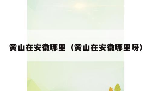 黄山在安徽哪里(黄山在安徽哪里呀)