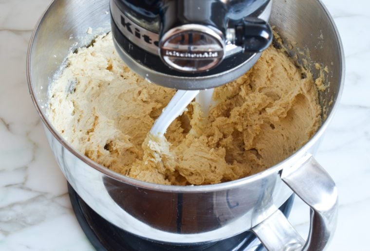 beaten dough with eggs