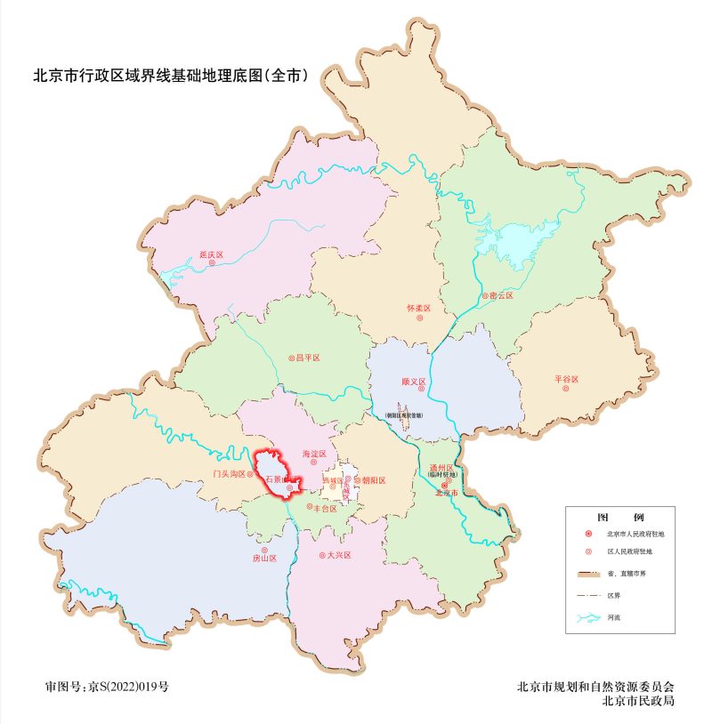 北京市石景山区区域位置关系图，石景山区位于北京市哪个方位位置地图